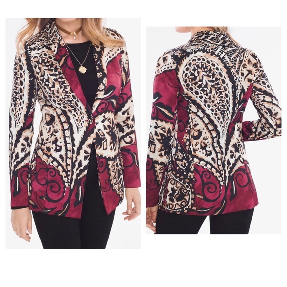 Chico's print blazer jacket - Picture 1 of 16